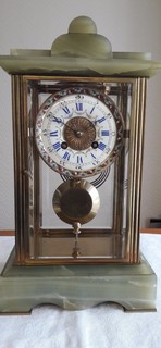 Onyx Champleve Four Glass Clock