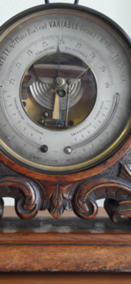 Large Barometer / Thermometer on Oak Stand